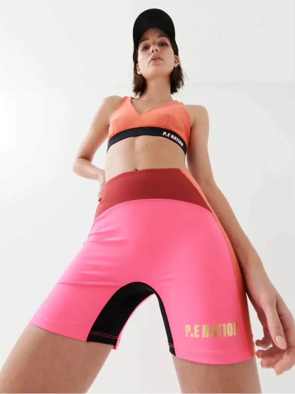 P.E Nation Flyaway Colorblock Bike Shorts 
 Knockout Pink Sz S 💛🎀